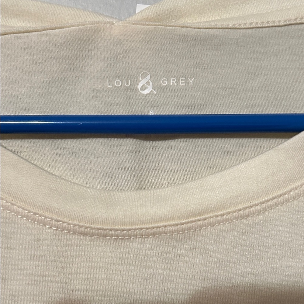 Lou & Grey Cream Tee with Black stitching. Small. EUC. - Picture 2 of 6